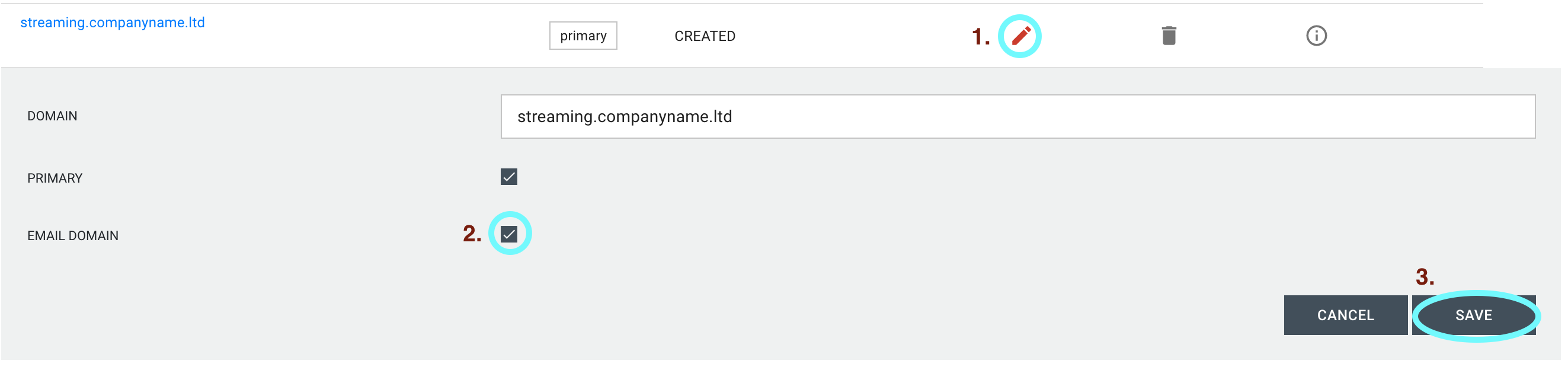 Custom domain form