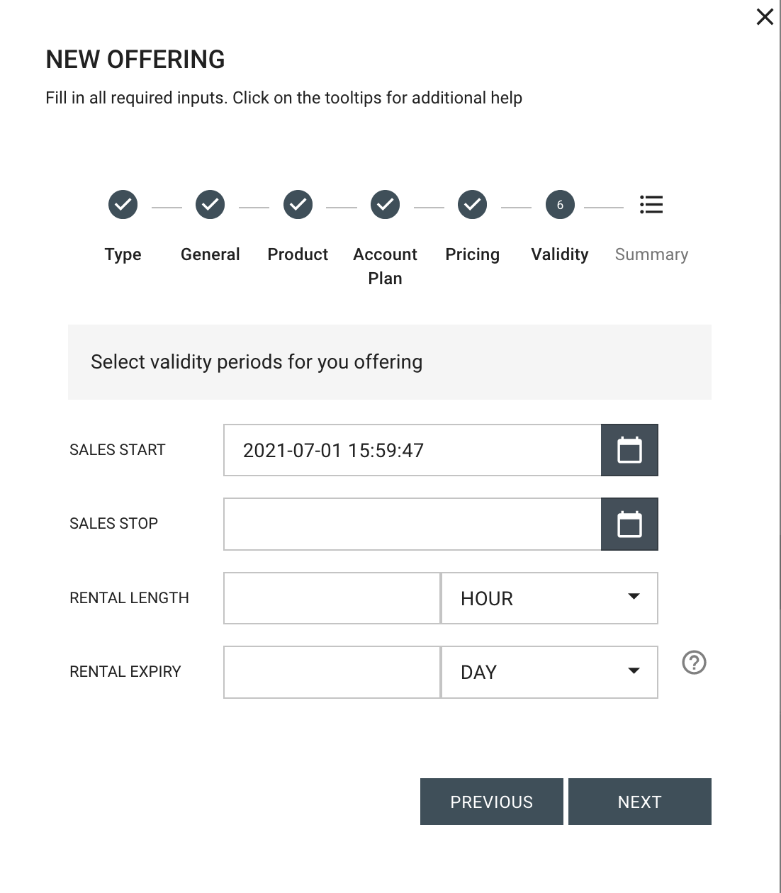 Customer Portal Offering Create