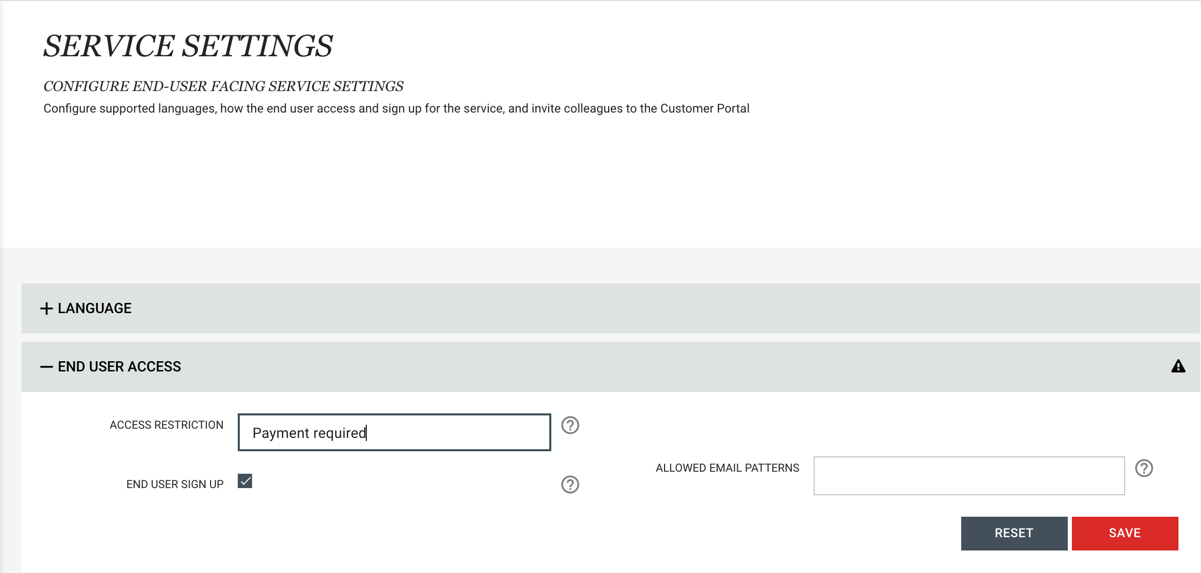 Customer Portal End User Access - Payment is Required