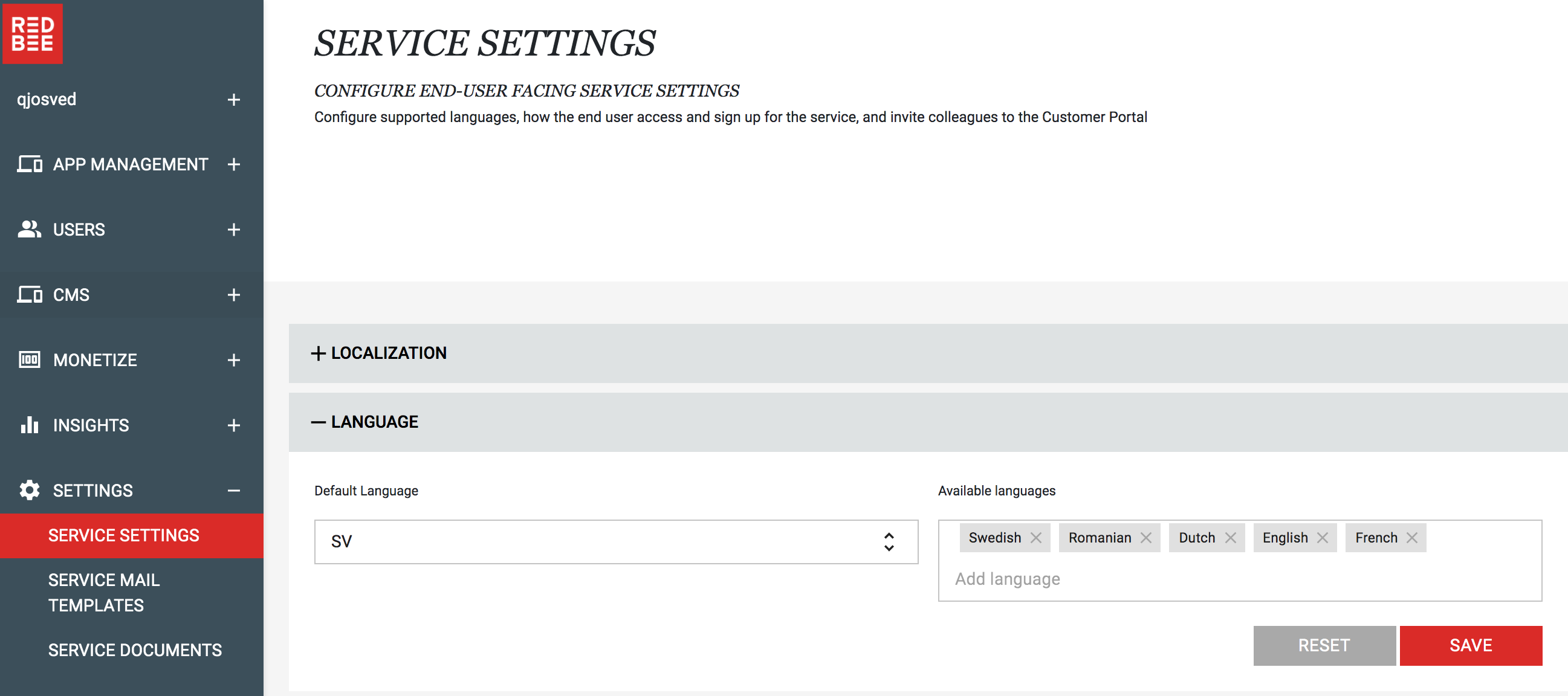 Customer Portal Language